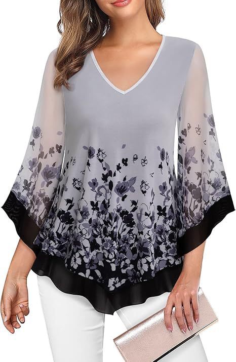 Women's Summer 34 Flare Sleeve Top