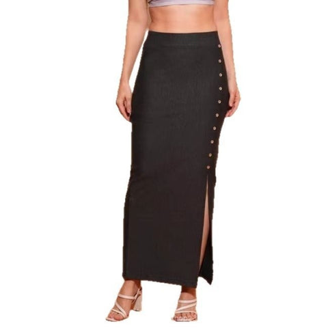 European And American Women's Clothing Sunken Stripe Rib Temperament Split Button Sheath High Waist Skirt