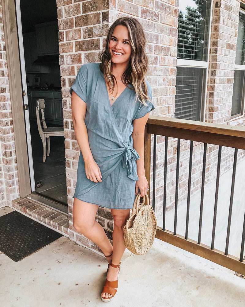 V-neck Lace-up Irregular Female Dress