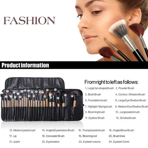 Gift Bag Of 24 Pcs  Makeup Brush Sets Professional Cosmetics Brushes Eyebrow Powder Foundation Shadows Pinceaux Make Up Tools