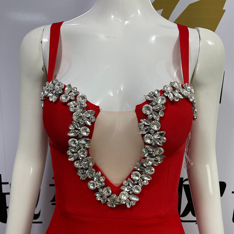 Camisole Dress Diamond Grenadine Sleeveless Evening Dress