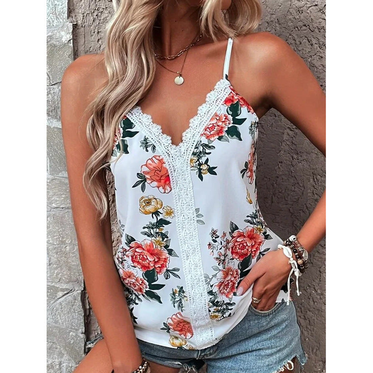 Summer New Women's Vest V-neck Print