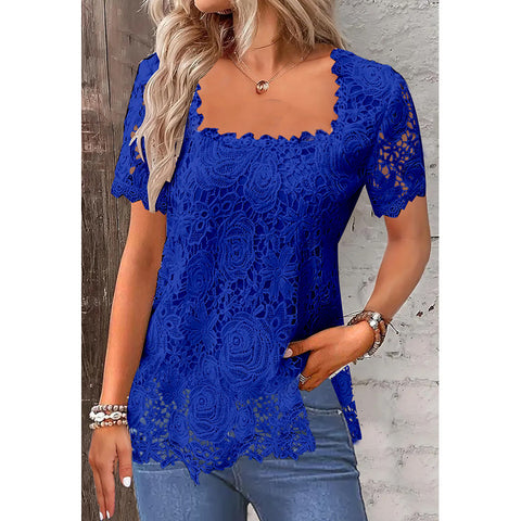 Rose Lace T-shirt Top For Women