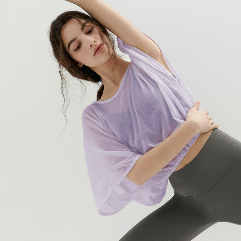 Loose Quick-drying Yoga Clothes Blouse Breathable Slimming Backless Short Sleeve