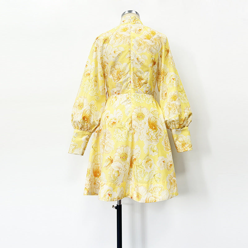 Belt Lantern Sleeve Holiday Swing Dress