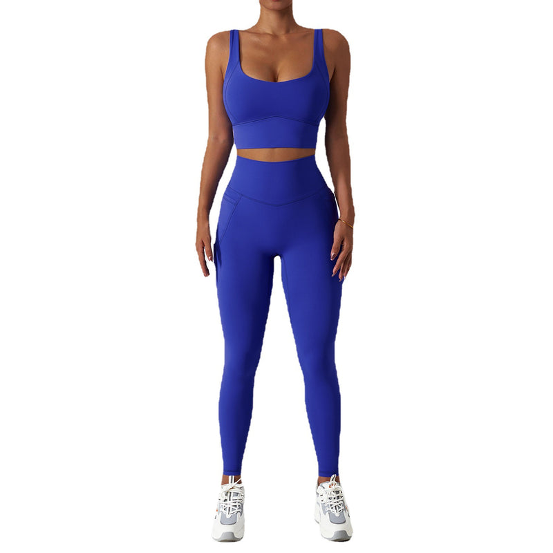 Breathable Quick-drying Skinny Yoga Clothes Pocket Running Sports Suit