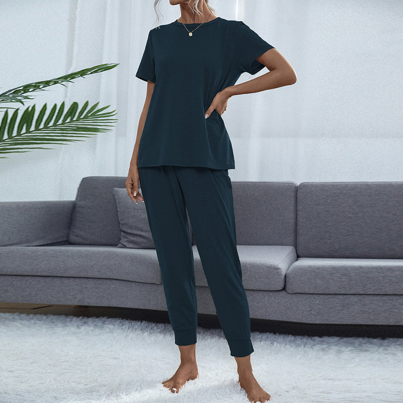 Women's Pocket Short Sleeve Trousers Suit