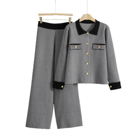 Classic Style Fashion Women's Temperament Coat Wide-leg Pants Two-piece Set