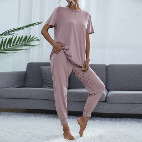 Women's Pocket Short Sleeve Trousers Suit