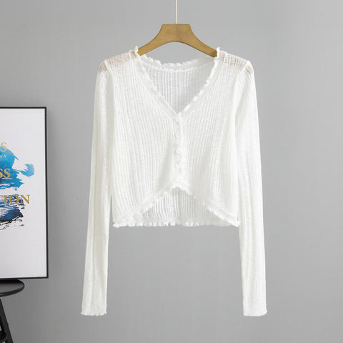 Women's Lace Knitted Cardigan Thin Type Sunscreen Outer Tops