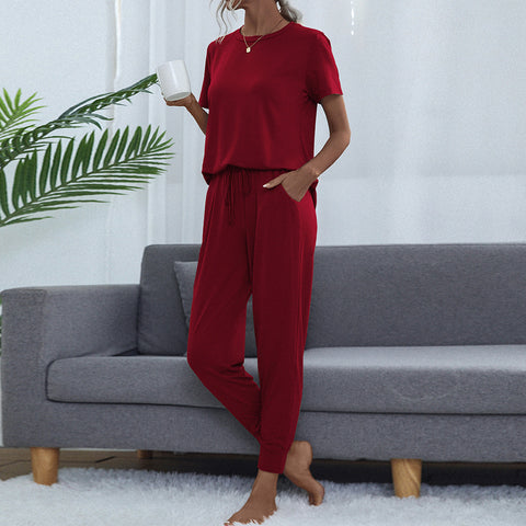 Women's Pocket Short Sleeve Trousers Suit