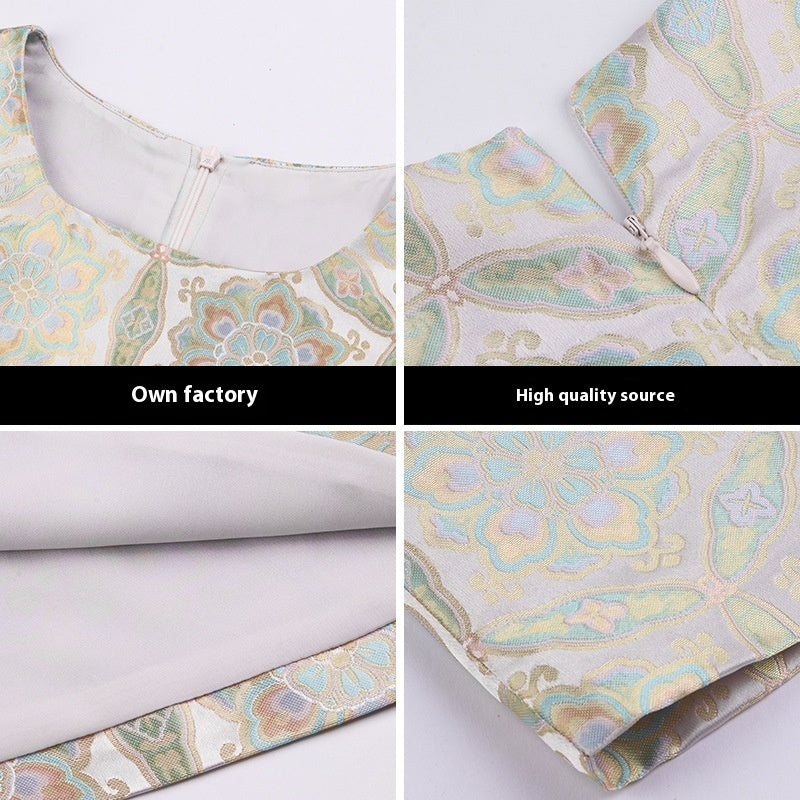 Floral Sleeveless Round Neck Straight Vest Dress