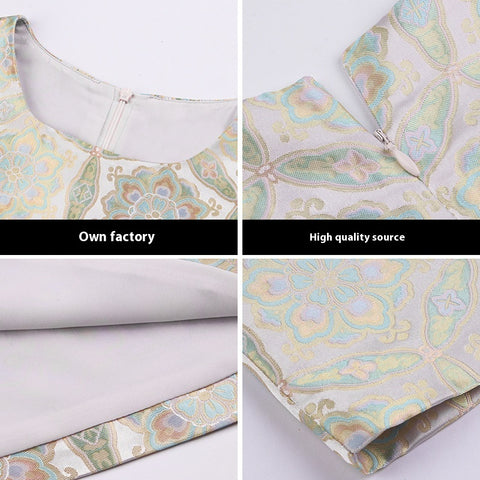 Floral Sleeveless Round Neck Straight Vest Dress