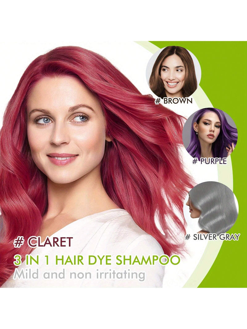 2PCS Three In One Silver Gray Hair Dye Shampoo, Shampoo, Moisturizes Hair, Silver Gray Hair, Easy To Use, Suitable For Both Men And Women, Rich In Polygonum Multiflorum, Ganoderma Lucidum And Ginger,