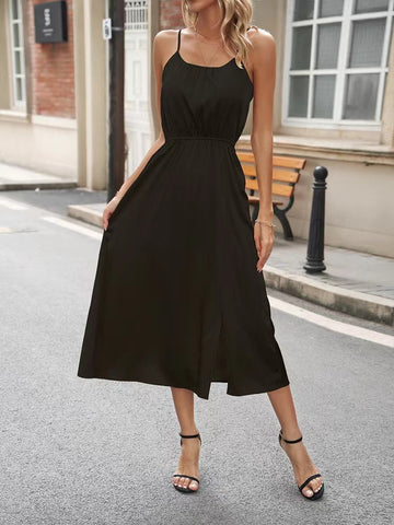 Women's Clothing Cross-border Solid Color Sling Dress