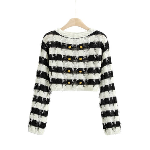 Long Sleeve Sweater Design French Style Off-the-neck Knitted Top