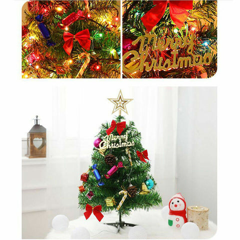 60 Long Tabletop Artificial Small Mini Christmas Tree W  LED Lights Ornament