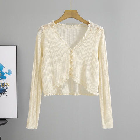 Women's Lace Knitted Cardigan Thin Type Sunscreen Outer Tops