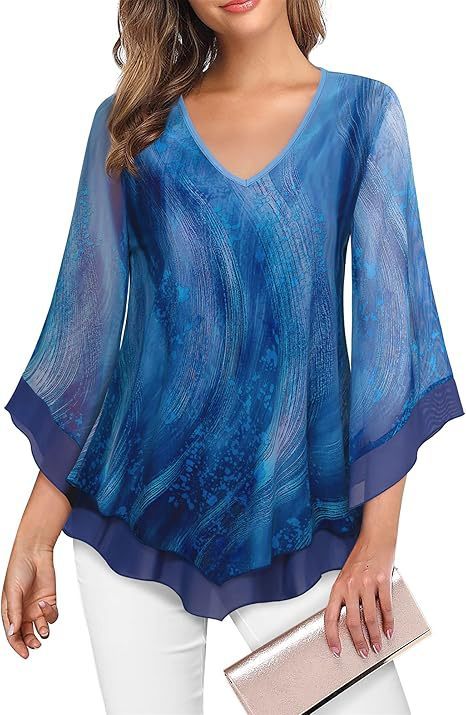 Women's Summer 34 Flare Sleeve Top