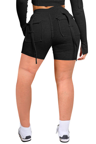 Women's Casual Tight Workwear With Pocket Sports Shorts Suit