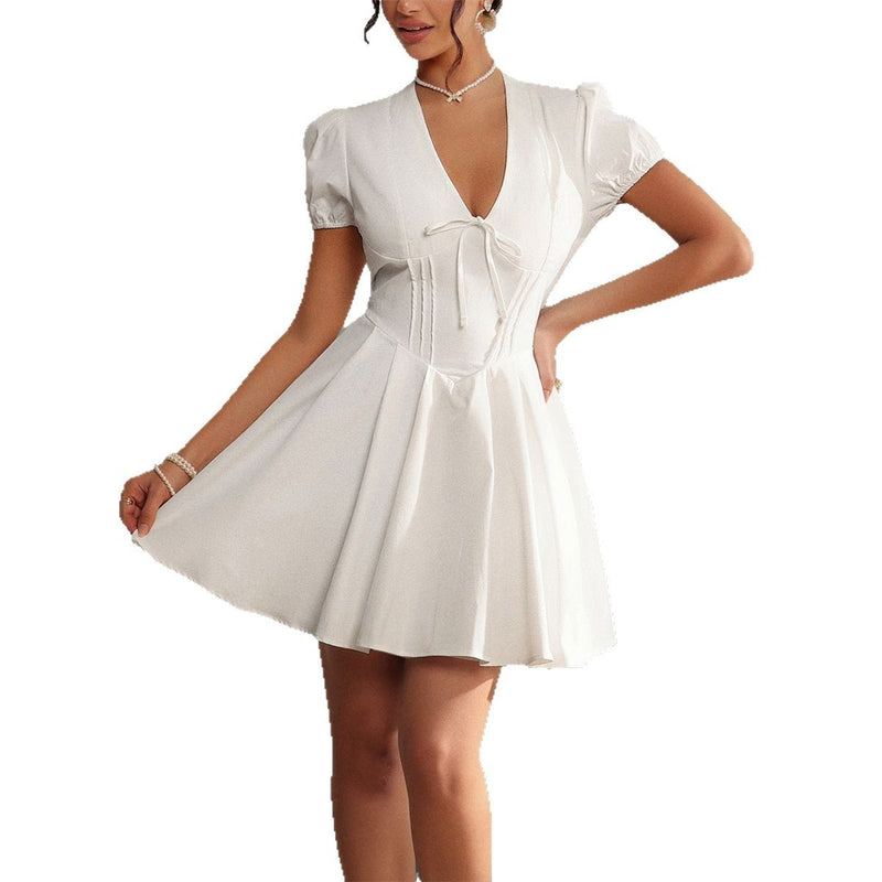 Fashion Ladies Puff Sleeve Holiday Dress