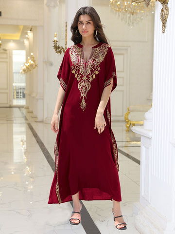 Rayon Embroidered Beach Sun Protection Clothing Dress Women