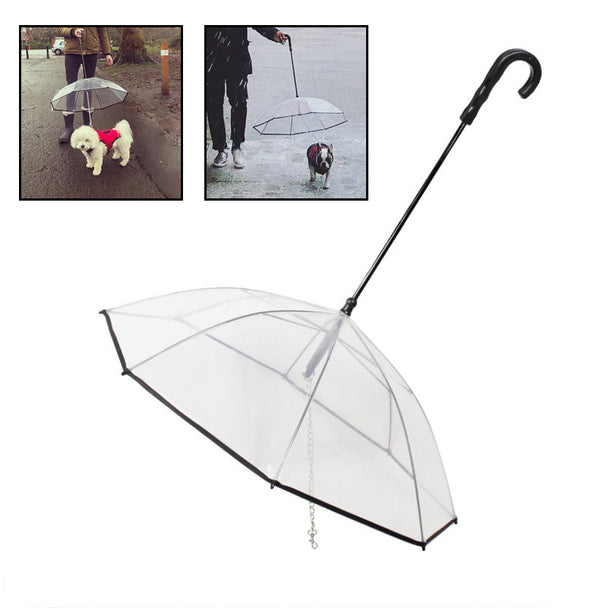 Dog's Transparent Umbrella  With Traction Chain Removable Umbrella Pet Products
