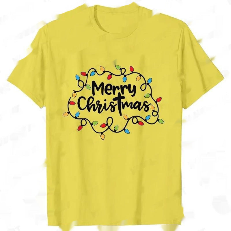 Men T-Shirt Christmas Lights Graphic Party T