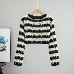 Long Sleeve Sweater Design French Style Off-the-neck Knitted Top