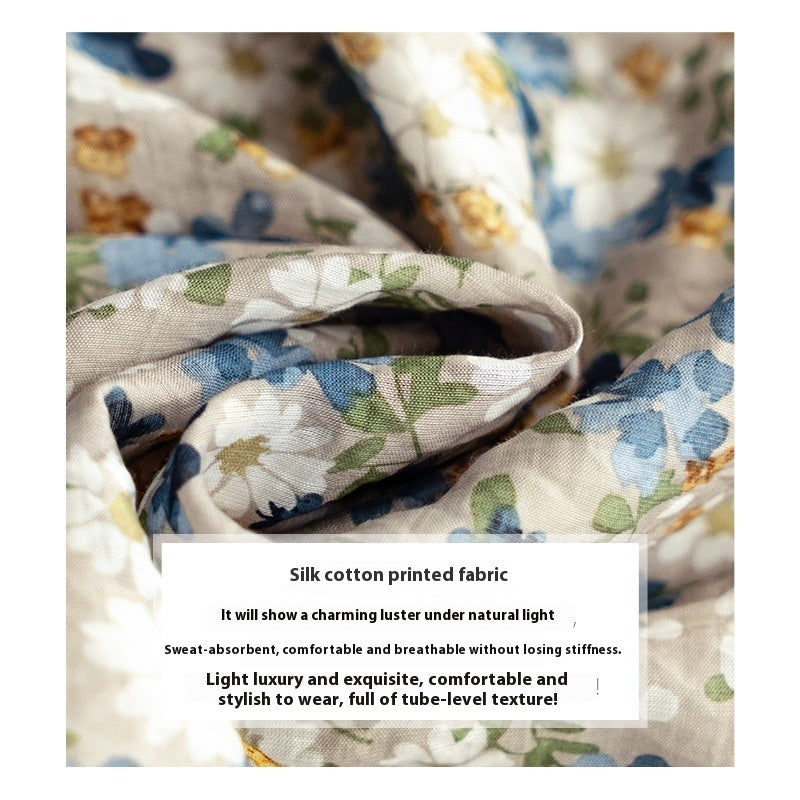 New Short Sleeve Elegant Slimming French Collar Design Floral Chiffon Shirt