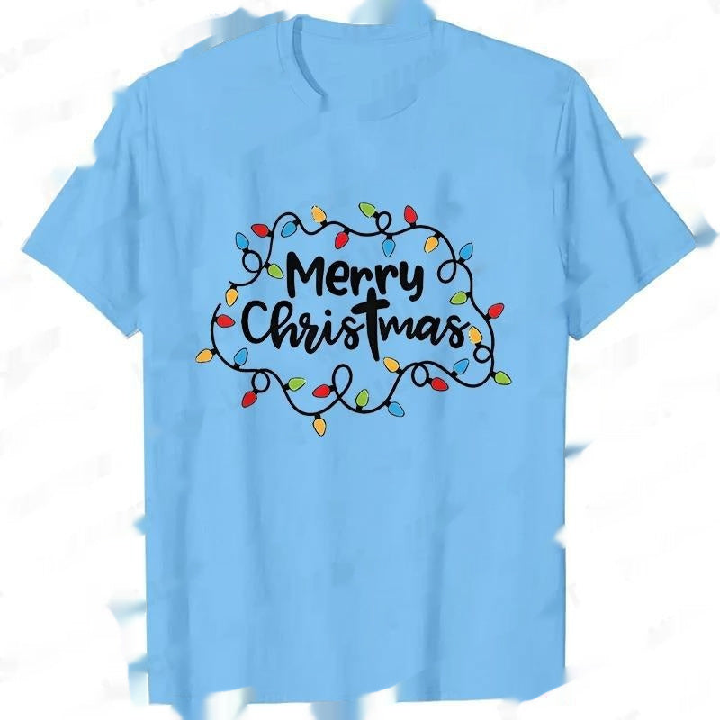 Men T-Shirt Christmas Lights Graphic Party T