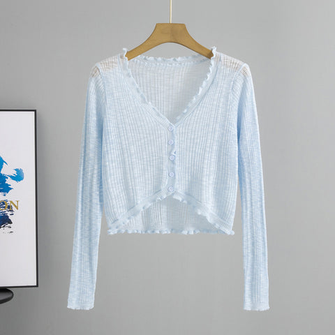 Women's Lace Knitted Cardigan Thin Type Sunscreen Outer Tops