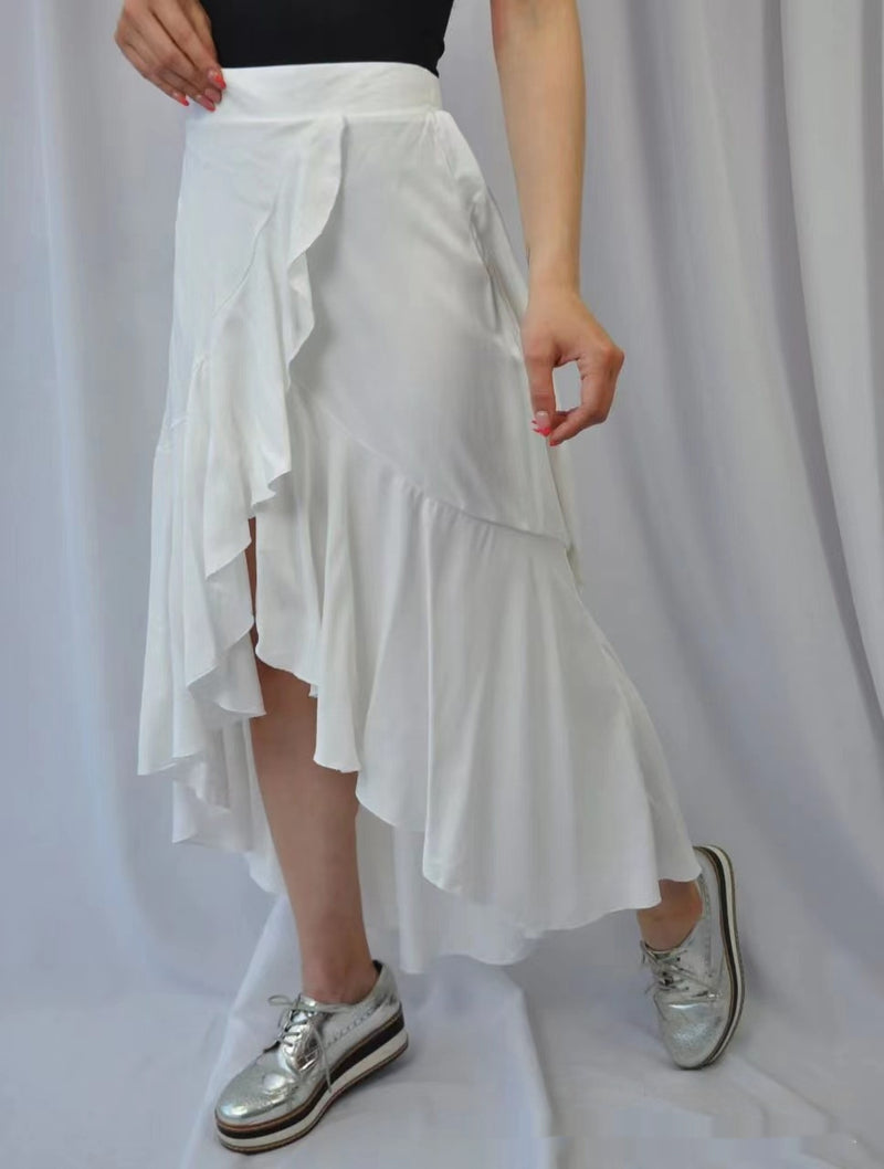 European And American Solid Color Stitching Drape Dovetail Rubber Band High Waist Fashion Leisure Women's Skirt