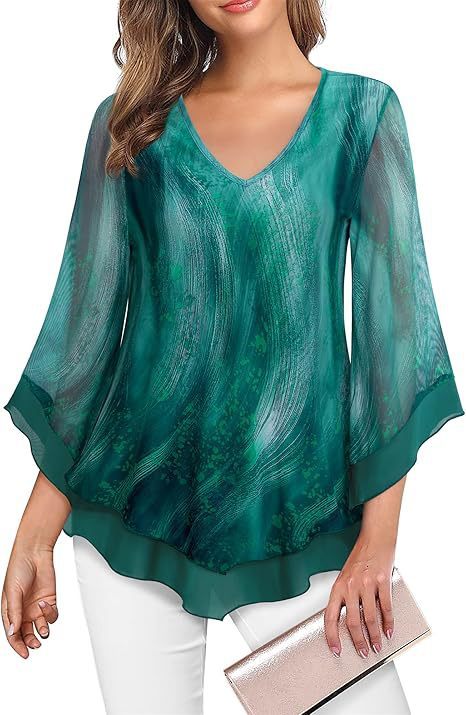 Women's Summer 34 Flare Sleeve Top