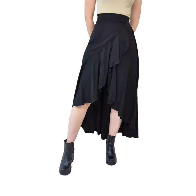 European And American Solid Color Stitching Drape Dovetail Rubber Band High Waist Fashion Leisure Women's Skirt